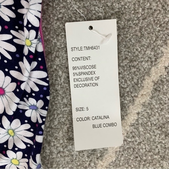 Design History Navy and Pink Daisy and Lace Short Sleeve T-shirt Size 5 - Picture 3 of 5